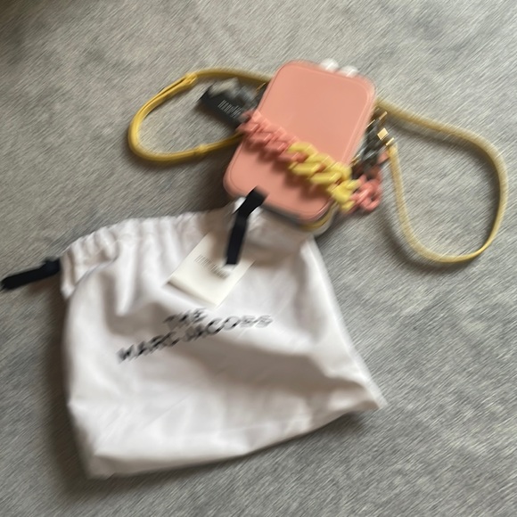 Marc Jacobs The Vanity Peach & Gray Crossbody Bag with Crossbody + Wrist Strap - Picture 12 of 14